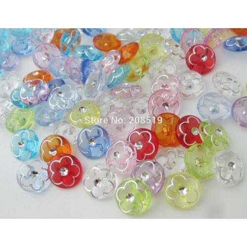 NBNOLW 1/2" round shirt buttons rhinestone decorative 200pcs round clear sewing button children clothes accessories
