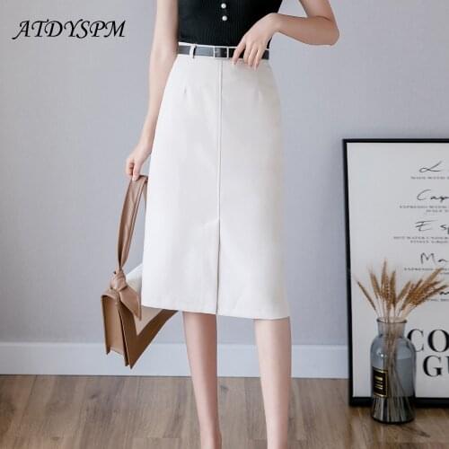 New 2021 Simple Solid Color Skirts For Women High Waist A-Line Midi Skirt Fashion Casual Package Hip Skirt Office Lady Skirts
