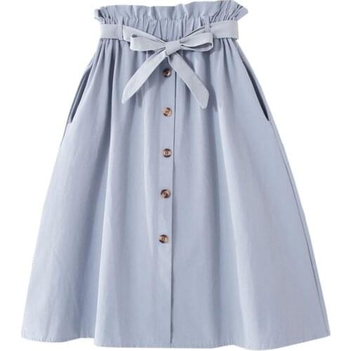 2020 Autumn High Lace-Up Waist Cotton Long Skirt Chic Women White Skirts Jupe Femme Saia Faldas