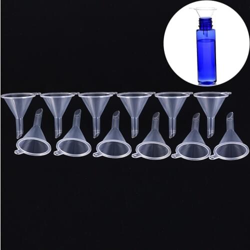 2-12pcs Small Clear Plastic PP Mini Funnels Packaging Travel Tools for Empty Bottle Filling Perfumes Essential Oils Aromatherapy