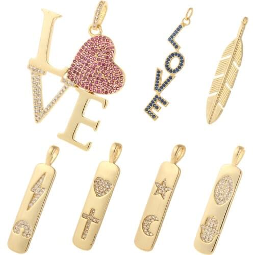 Heart Charms for Jewelry Making Moon Star Love Designer Jewelry Charms for Diy Earrings Necklace Bracelet Charm Copper