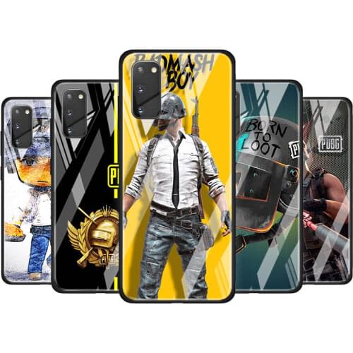 Hot Pubg Game for Samsung Galaxy S20 FE Ultra Note 20 S10 Lite S9 S8 Plus Luxury Tempered Glass Phone Case Cover