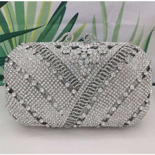 Silver/Gold Rhinestone Women Messenger Lovely Bags Wedding Bridal Clutches New Fashion Ladies Money Diamond Cellphone Purses