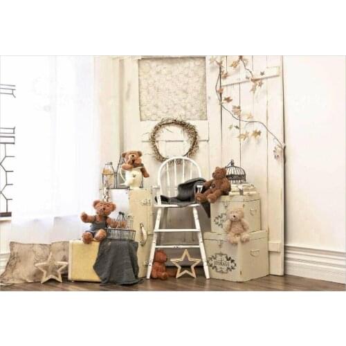 Light Color Room Dream Bear Box Ladder Chair Newborn background Vinyl cloth High quality Computer print wall photo backdrop