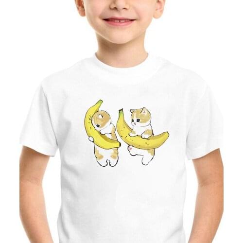 Loose Baby Boy T Shirt Vogue Hot Selling T-shirt Two Cute Cat and banana Graphic Streetwear Minimalism T Shirt Футболки