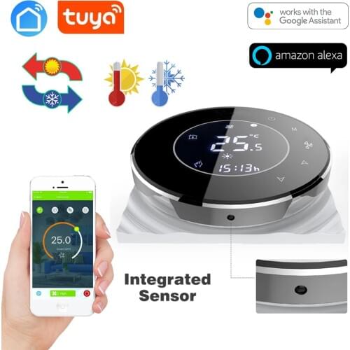 TUYA app 2pipe fan coil wifi thermostat temperature controlled for Sensor NTC 10K Works with Alexa/Google home/echo