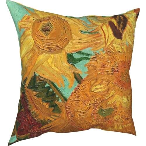 Vincent Van Gogh Twelve Sunflowers Pillow Cover Home Decorative Art Cushion Cover Throw Pillow for Living Room