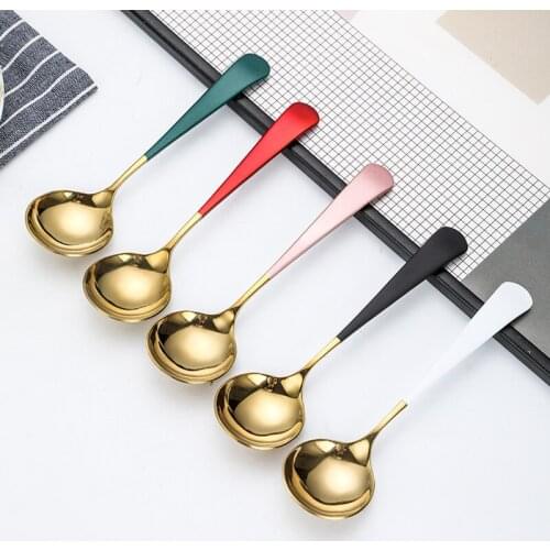 Japanese Style Round Coffee Tea Spoon 304 Stainless Steel Ice Cream Ladle Corrosion-Resistant Drink Scoop Measuring Cafe Spoons