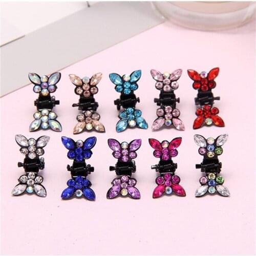 12pcs/pack Crystal Rhinestone Butterfly Hair Claw Hairpins Hair Accessories Ornaments Hair Clips Hairgrip Barrette for Kids Girl