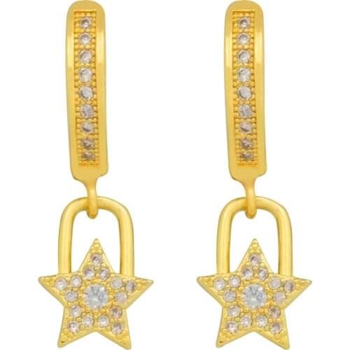 Small Stars Drop Earrings for Women Classics CZ Crystal Charm Gold Color Earrings Zirconia Fashion Delicate Jewellery Gift