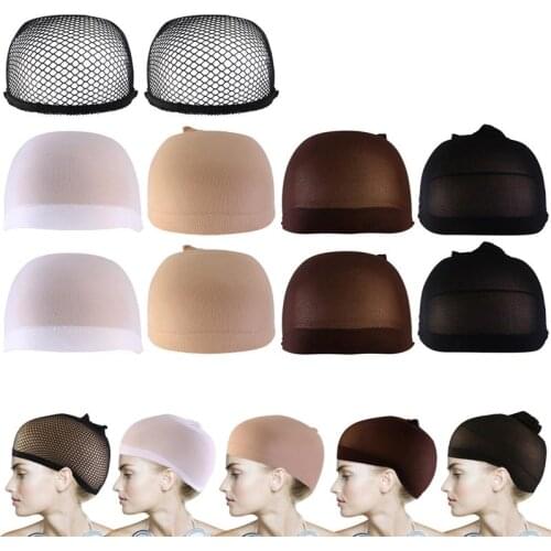 10pcs Hair Mesh Wig Cap Stocking Liner Snood Mesh Stretch Nude Use and wash easily Anne Glueless Dome hair cap White Brown Black