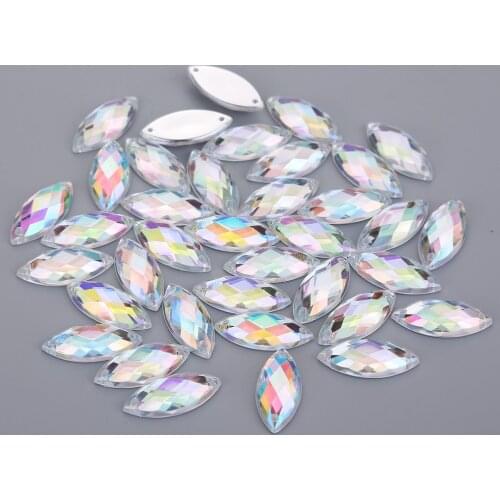 17 colors choose 5*10mm/7*15mm/9*20mm Sewing Acrylic Rhinestone Horse Eye Flatback Transparent Crystal Beads For DIY Clothes