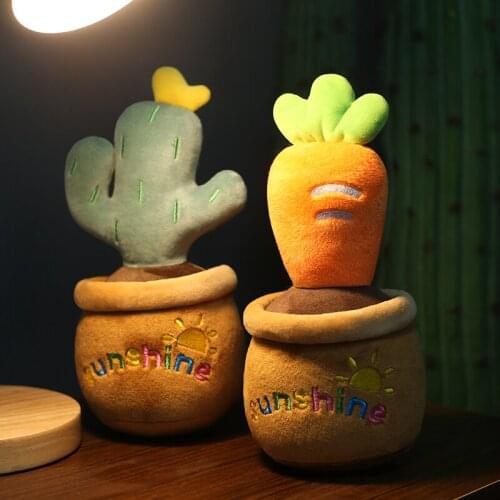 20cm Cartoon Flower Pot Shaped Plush Toy Stuffed Potted Simulation Plants Carrot/Cactus Doll With Bamboo Charcoal Car Home Decor