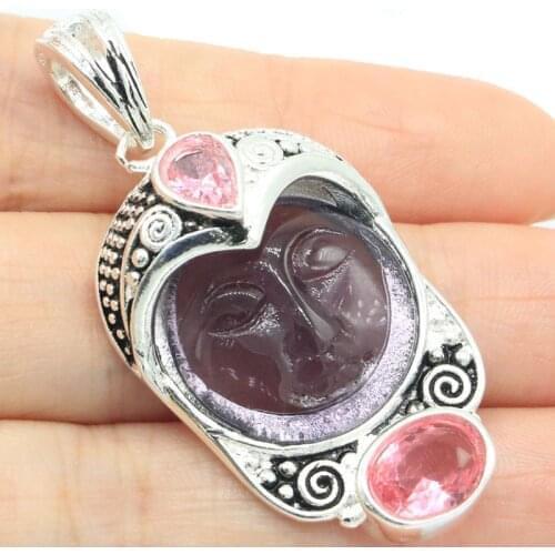 61x27mm Big European Design 12g Egypt Goddess White Face Created Peridot Garnet Aquamarine For Women Silver Pendant Eye Catching