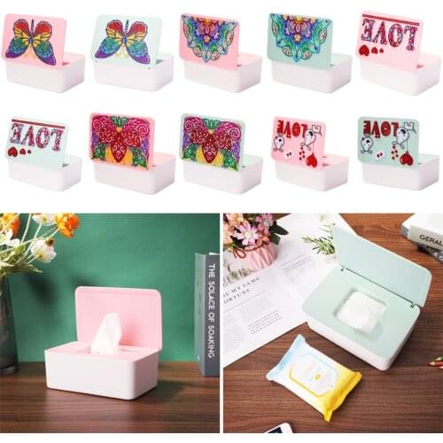 5D DIY Diamond Painting Tissue Box Home Decoration Diamond Painting Paper Case Special Shaped Drill Craft Storage Box Gift