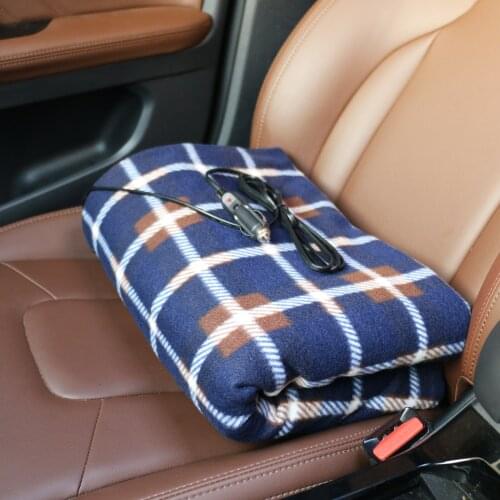 Car Electric Blanket 12V Blue And White Plaid To Keep Warm In Autumn Winter Thick Durable Car Interior Decoration