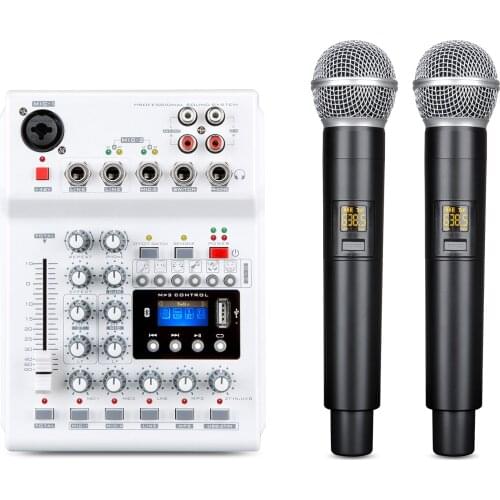 Audio Mixer UHF Wireless Microphone Bluetooth Audio Mixer USB DJ Sound Mixing Console For Home Studio Recording DJ Normal