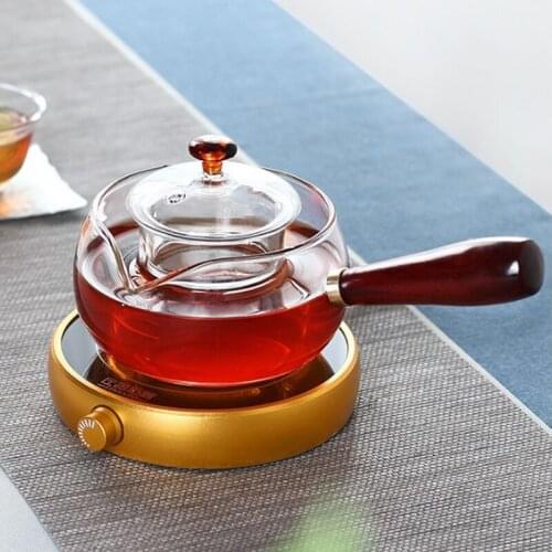 LIZAOTAO Heat-resistant Glass Tea Set Boiling Teapot High Temperature Resistant Kung Fu Teapot Side Wooden Handle Kettle