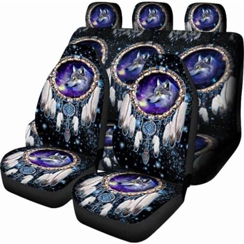 Aimaao Galaxy Wolf Tribal Dreamcatcher Car Seat Cover Full Set Universal Fit Most Car Truck SUV For VW Audi Skoda Honda Bmw