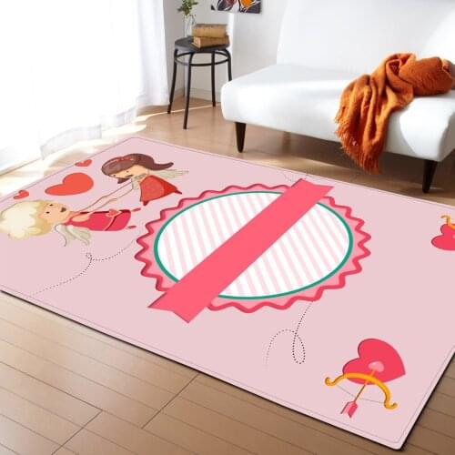 Valentines Day Carpet Love Theme Doormat Weeding large Rug soft pink baby Carpet Living room bedroom home Decorative Floor Mat