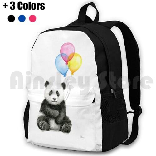 Baby Panda Watercolor With Balloons Nursery Animal Art Outdoor Hiking Backpack Waterproof Camping Travel Baby Panda Panda Panda