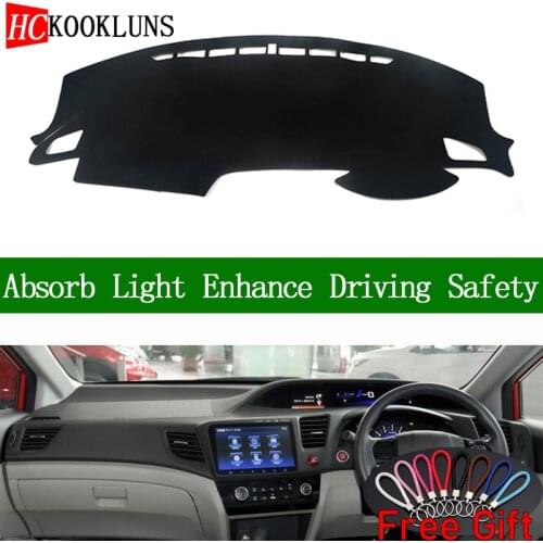 For Honda civic 2016 Right Hand Drive Dashboard Cover Car Stickers Sun Shade Dash Mat Carpet Interior Accessories