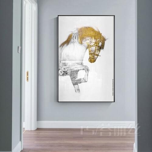 EECAMAIL Horse To Successful Office Diamond Painting Cross Stitch Nordic Light Luxury Porch Hanging Painting Modern Simple Resta