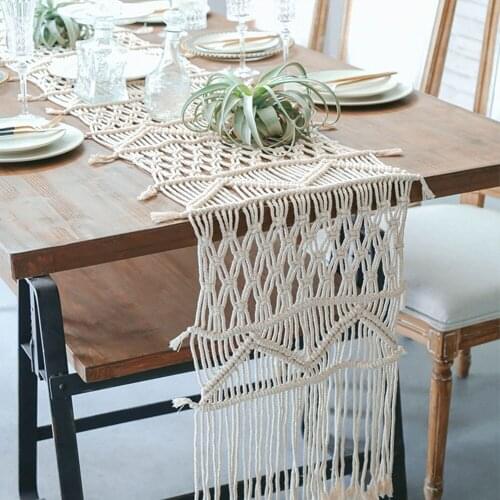 European Bohemian Table Runner Macrame Hand-woven Tapestry Tea Table TV Cabinet Tablecloth Dresser Table Flag Home Outgoing