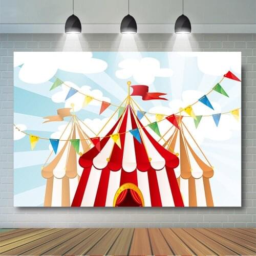 Circus Theme Backdrop Circus Tents Carnival Background Kids Birthday Party Banner 1st Birthday Cake Smash Photo Background