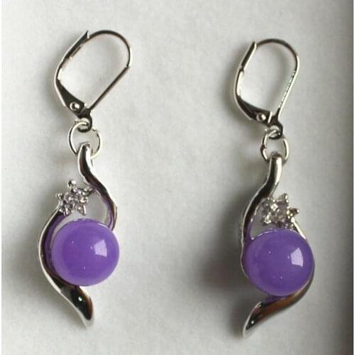 Hot Sell New! nice 10mm purple jade bread earring