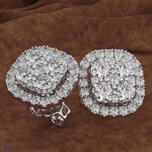 Classic Square Earrings Women 2021 Hot Stylish Simple European And American Temperament Earrings With Sparkling Full Rhinestone