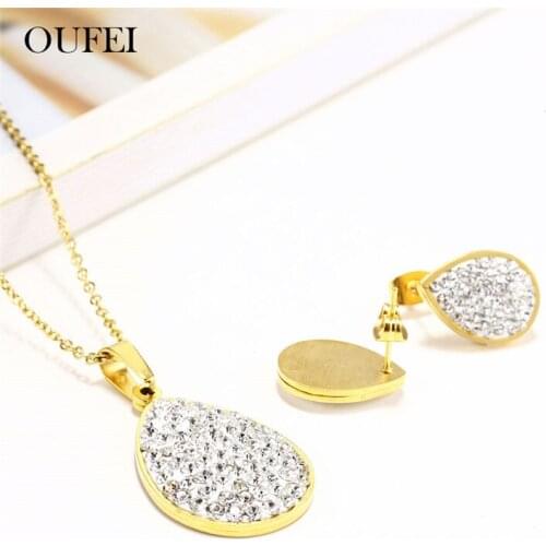 OUFEI Necklace Set Of Earrings For Women Stainless Steel Jewelry Sets Earring Female Jewellery Accessories Woman Vogue 2019