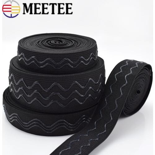 Meetee 2M/5M/10M 2-4cm Non-slip Elastic Band Wave Silicone Elastic Webbing Belt DIY Sport Clothes Wrist Guard Sew Accessories