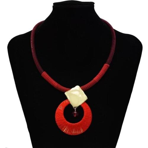 Fashion Gypsy Metal Chain Handmade Braided Crystal Flowers Necklaces & round Pendants Statement Necklaces For Women