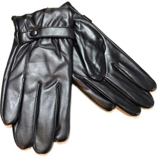 Fashionable Touch Screen Compatible Mens Artificial Leather Gloves Autumn Winter Warm Full Finger Black Gloves High Quality