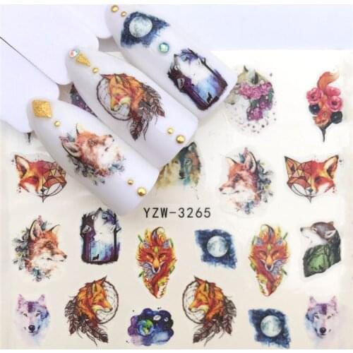Stickers for Nails Wolf Flowers Animal DIY Water Sliders Manicure Decor Watercolor Nail Art Accessories Nail Sticker Designer