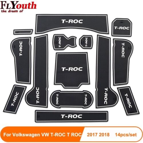 For Volkswagen T-ROC T ROC TROC 2017 2018 Car Gate Slot Pad Non-slip Cup Mat Anti Slip Door Groove Mat Interior Car Accessory