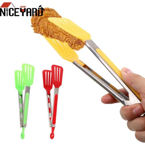 NICEYARD BBQ Tongs Pizza Bread Steak Clip Salad Serving Stainless Steel Handle Utensil Non-Stick Kitchen Tongs