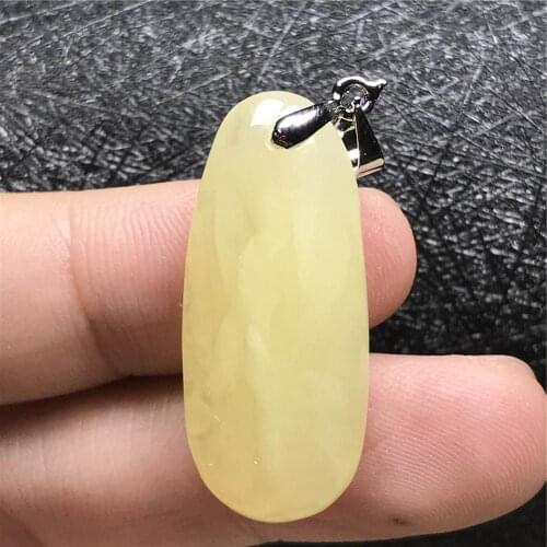 Top Natural Yellow Amber Pendant Jewelry For Women Man Crystal Silver 32x13x7mm Beads Gemstone Fashion Necklace Pendant AAAAA