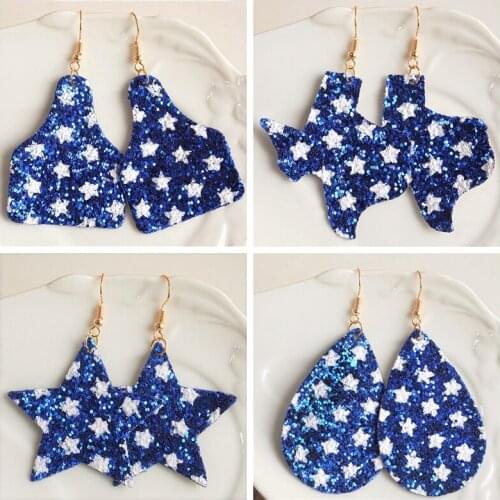 Earrings- American Independence Day Flag Earrings Texas Map Earrings Cow Tags Earrings