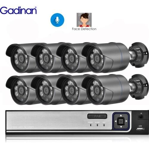 Gadinan 4CH 8CH POE Video Security System 4MP 5MP Audio Outdoor Weatherproof Night Vision IP Camera Street Surveillance CCTV Kit