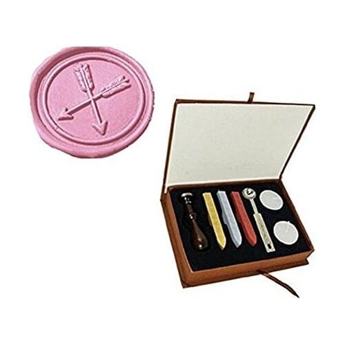 Vintage Double Arrow Cross Picture Logo Wedding Invitation Wax Seal Sealing Stamp Sticks Spoon Gift Box Set Kit