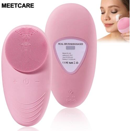 USB Portable Silicone Facial Cleaner Brush Face Massager Electric Mini Vibration Face Cleaner Brush Waterproof Skin Care Device