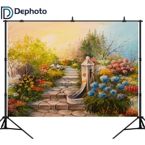 DePhoto Vinyl Photography Background Oil Printing Floral Flowers Dream Garden Baby Birthday Children Backdrop Photo Studio