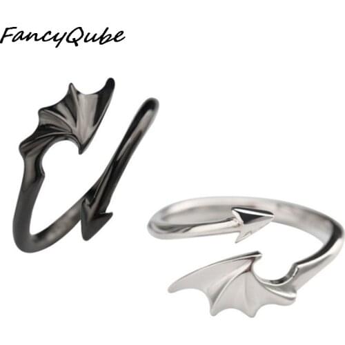 Vintage Punk Style Titanium Brass Koakuma Little Devil Dragon Gothic Evil Vampire Rings Adjustable Open Ring Party Jewelry Gifts