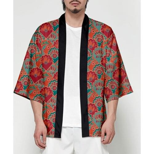 WAMNI Japanese shirt Kimono Man Woman Summer Streetwear 3D shirt Harajuku Funny Cool Flower Print Batwing Sleeve Kimono