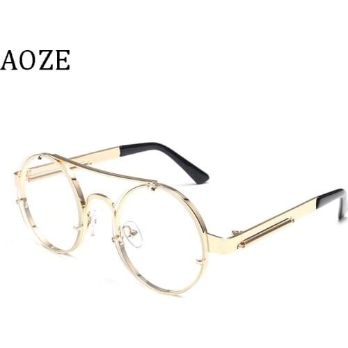 AOZE 2021 Womens sunglasses circular retro-driven polarizing sunglasses sunglasses for men anti-ultraviolet metal frames