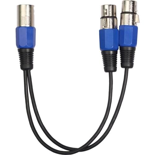 1pc 3pin XLR Male Jack To Dual 2 Femal Plug Y Splitter Cable Adaptor 1ft for Mixer Microphone Amplifier Stage Lamp Controller