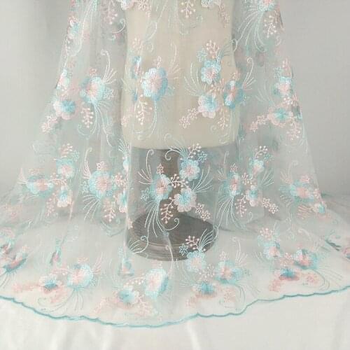 1 Yard 120 cm Wide Embroidery Mesh Lace Fabric Evening Dress Cloth African Tulle Lace Trim Wedding Dress Garment Accessories