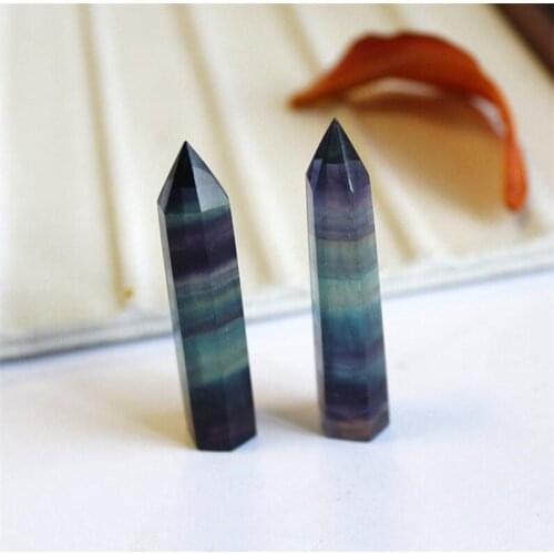 100% Natural Fluorite Quartz Crystal Point Healing Stone Hexagonal Wand 1pcs